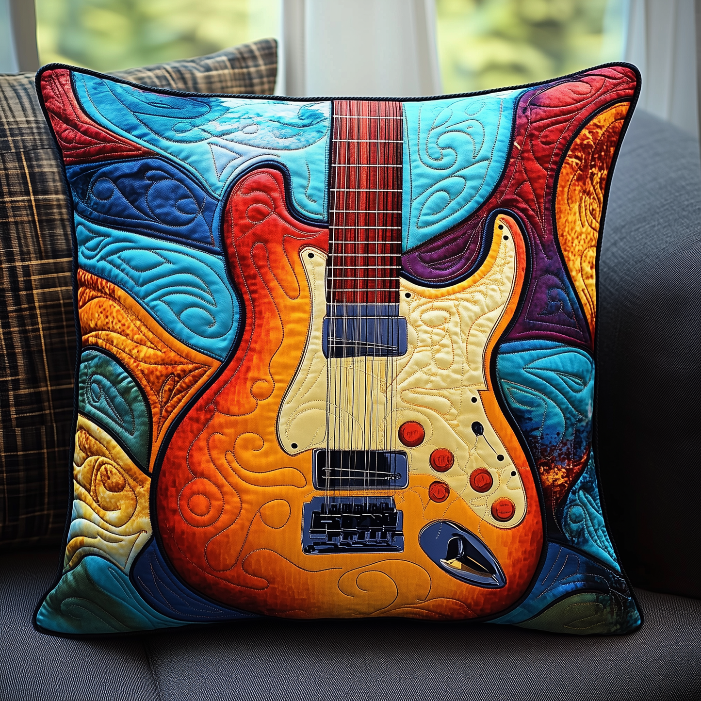 Swirl Guitar Quilted Pillow Case GFTOTL214