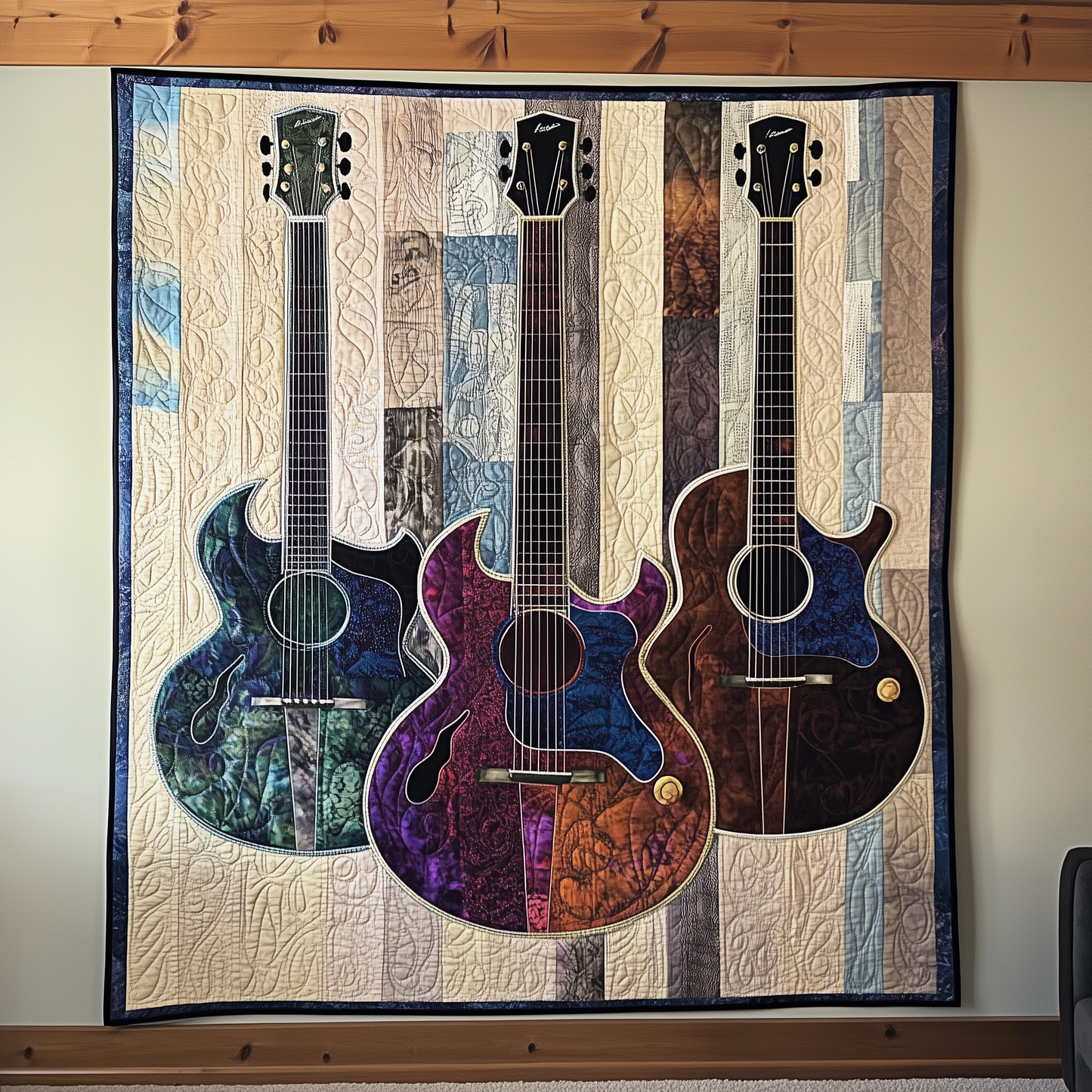 Three Guitars Quilted Blanket GFTOTL239