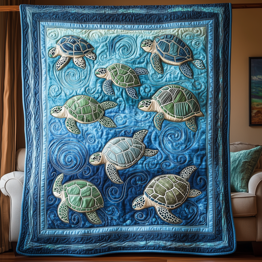 Sea Turtle Wave Quilted Blanket GFTOTL261