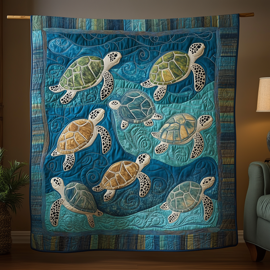 Sea Turtle Wave Quilted Blanket GFTOTL263