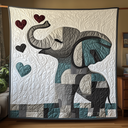 Baby Blue Elephant Quilted Blanket GFTOTL339