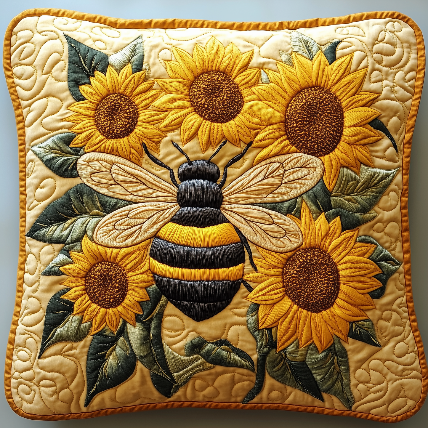 Bee Sunflower Quilted Pillow Case GFTOTL435