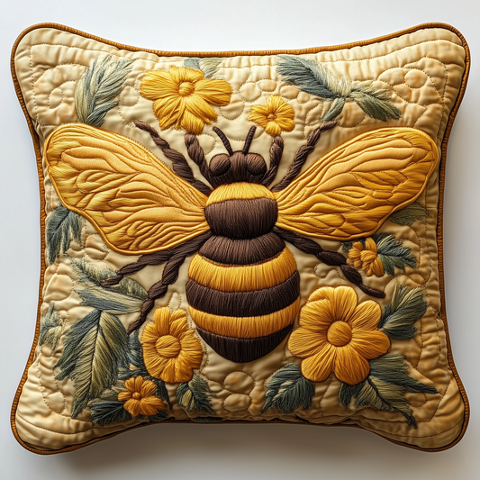 Bee Sunflower Quilted Pillow Case GFTOTL436