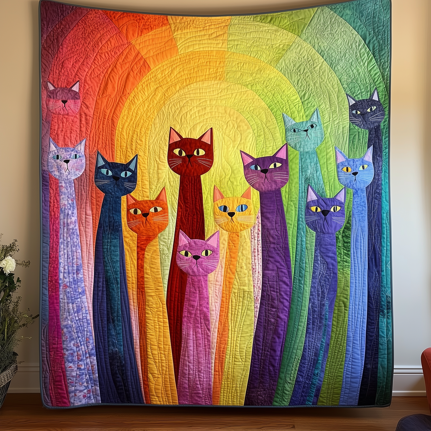 Cat Rainbow Quilted Blanket GFTOTL451