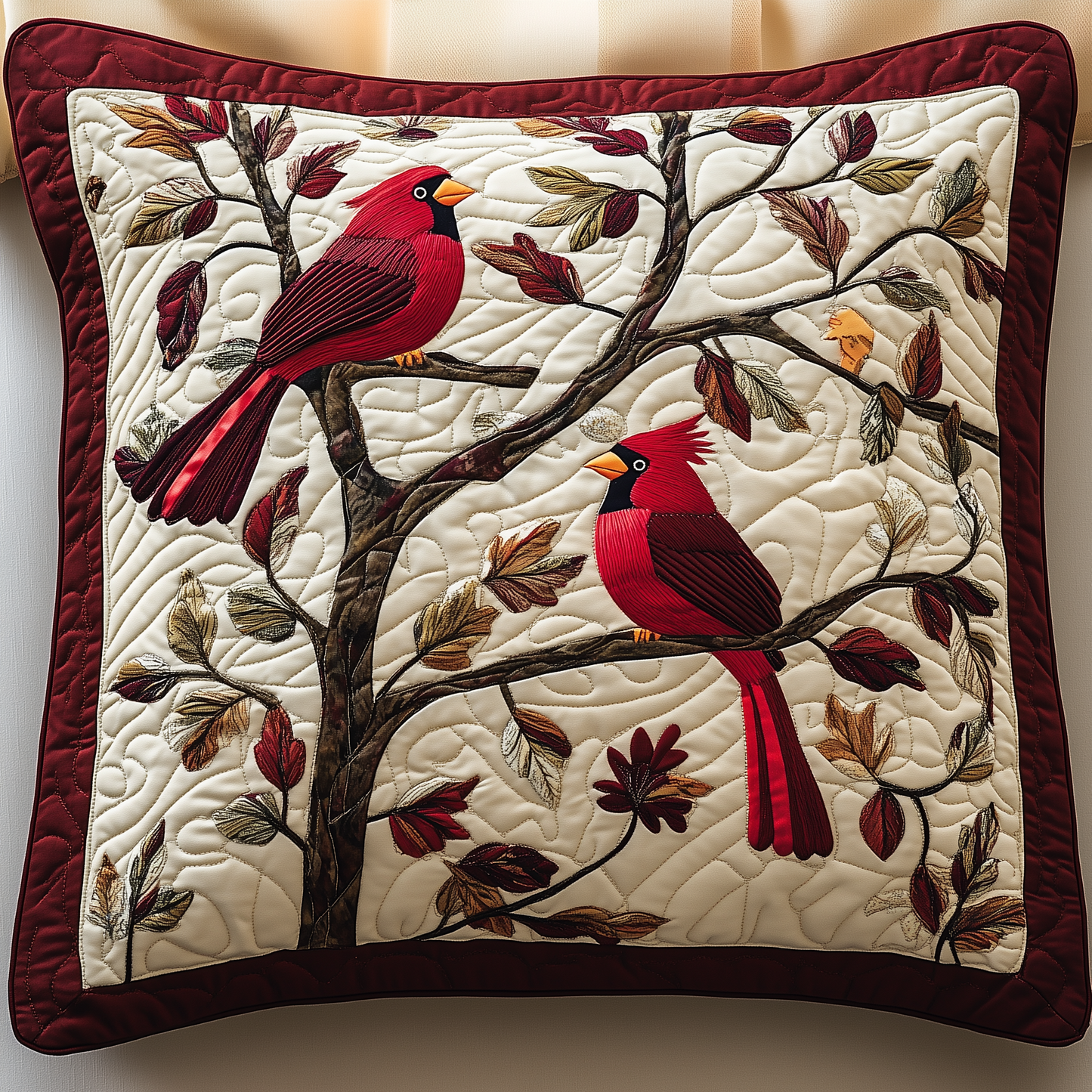 Red Cardinal Quilted Pillow Case GFTOTL485