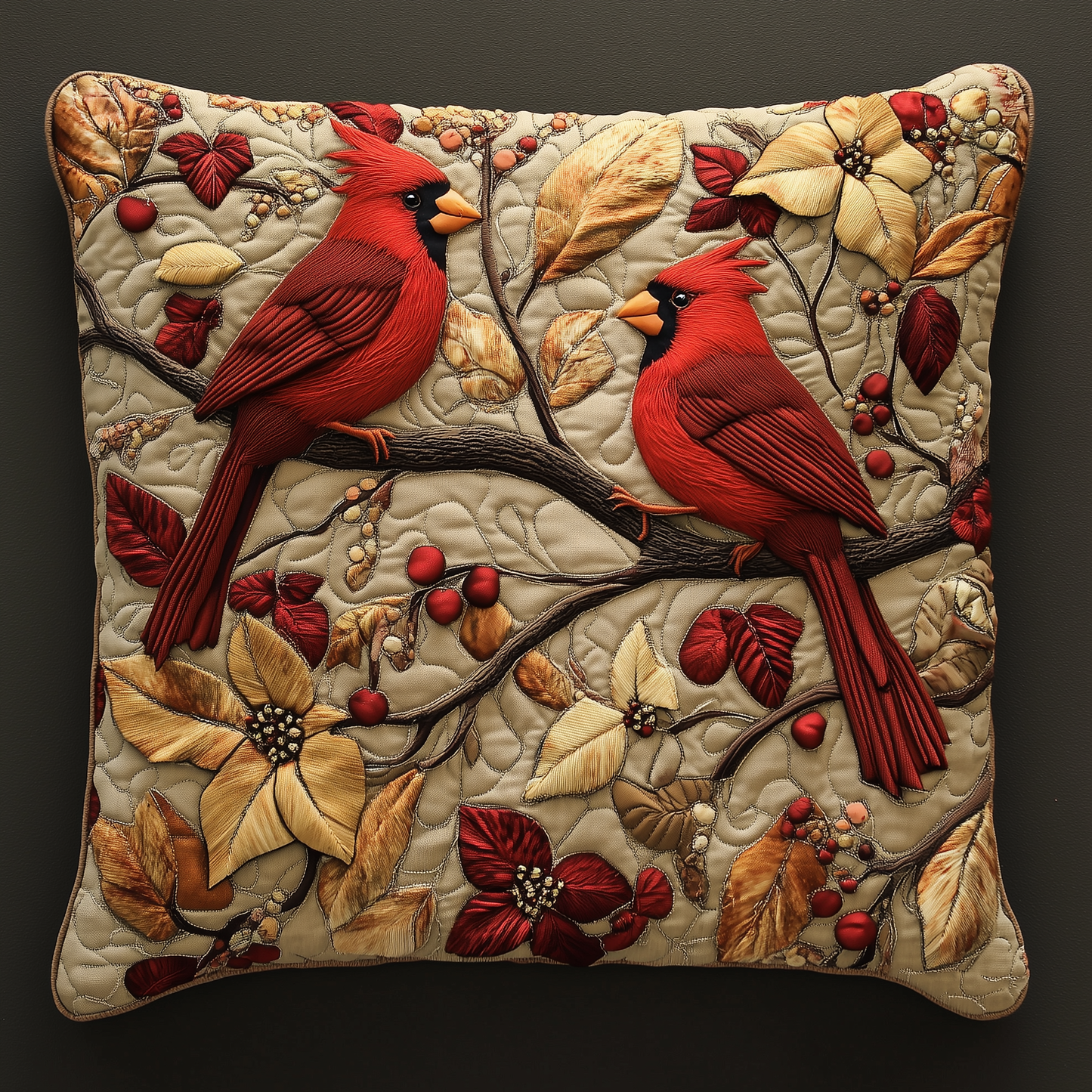 Red Cardinal Quilted Pillow Case GFTOTL486