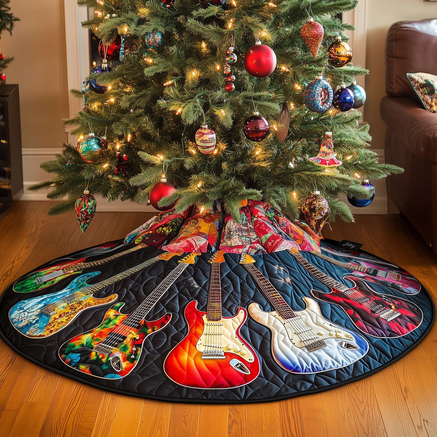 Guitars Quilted Tree Skirt GFTOTL502