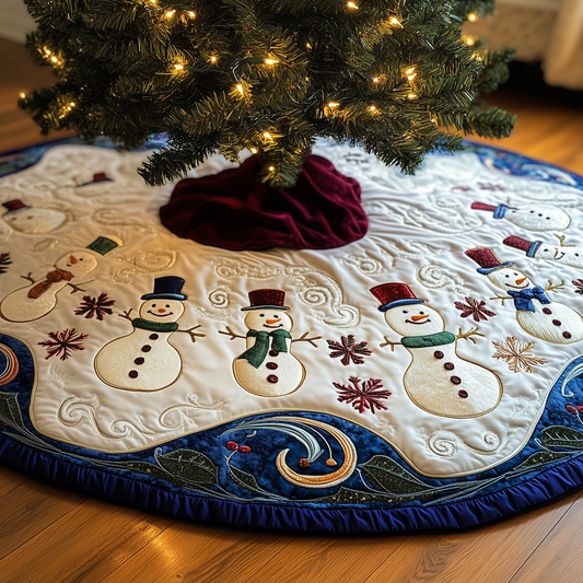 Swirls Snowmen Quilted Tree Skirt GFTOTL676