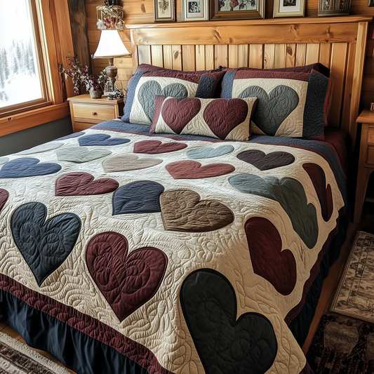 Vintage Heart 3-Piece Quilted Bedding Set GFTOTL782