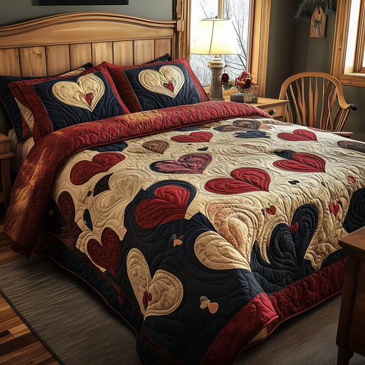 Vintage Heart 3-Piece Quilted Bedding Set GFTOTL787