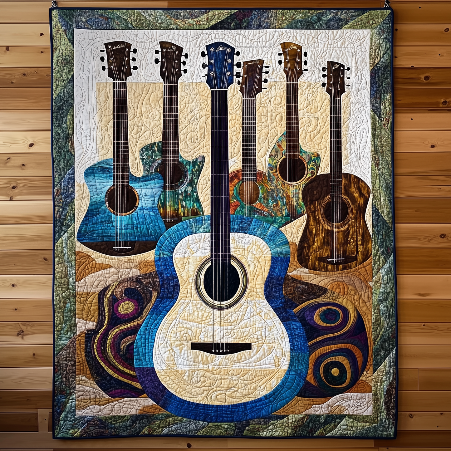 Vintage Acoustic Guitars Quilted Blanket GFTOTL801