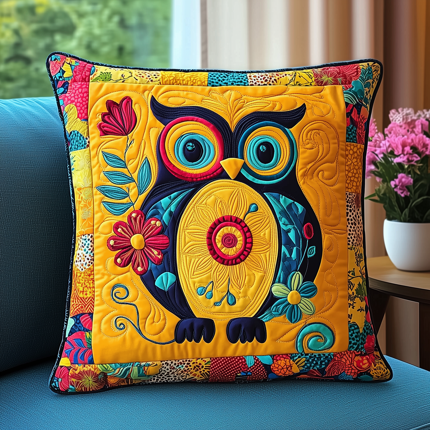 Retro Owl Quilted Pillow Case GFTOTL829