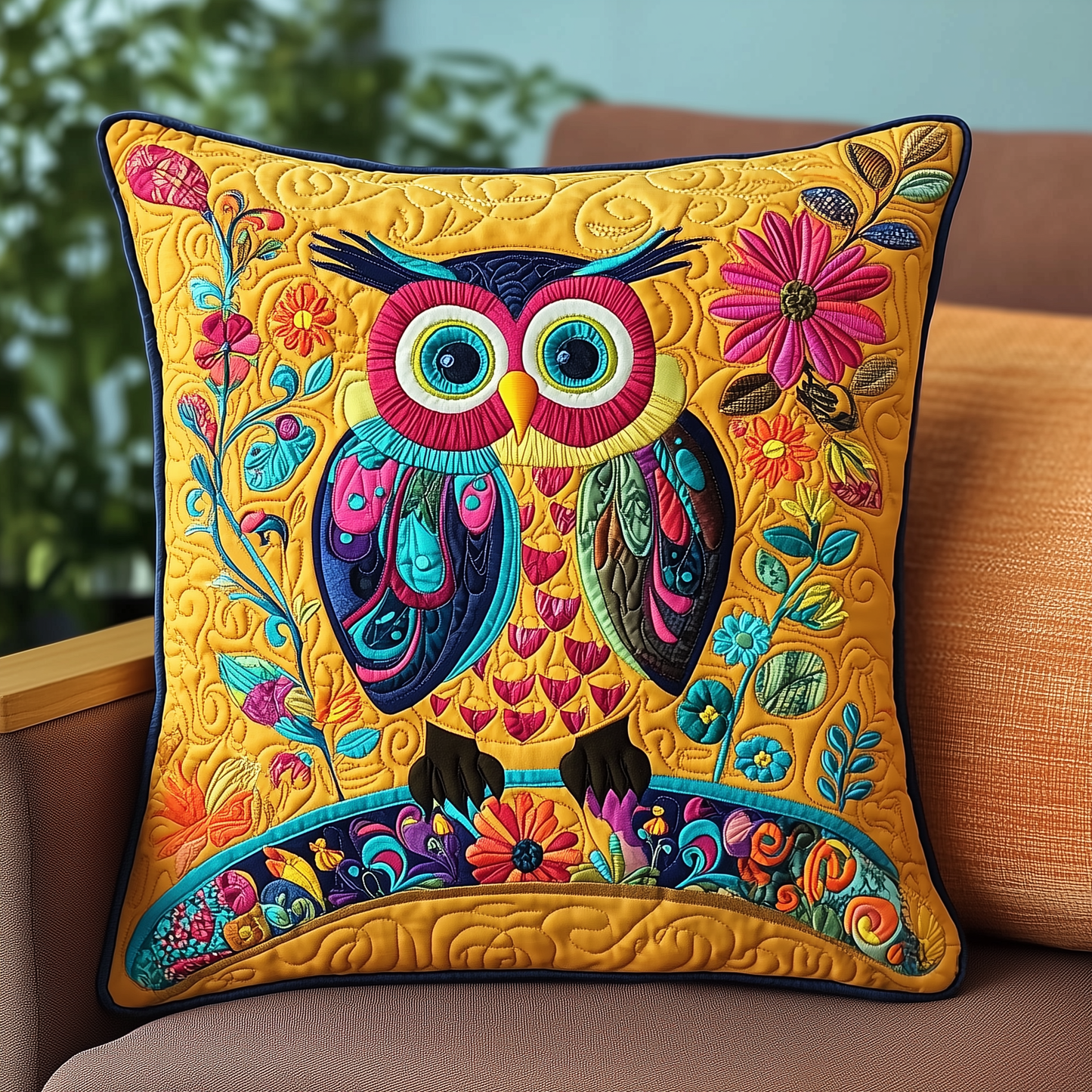 Retro Owl Quilted Pillow Case GFTOTL830