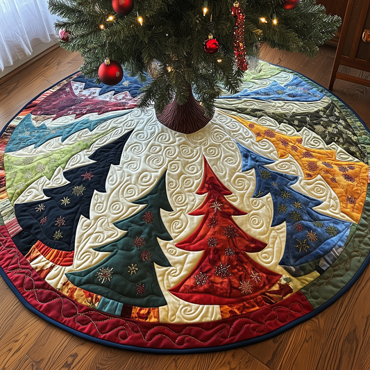 Colorful Christmas Trees Quilted Tree Skirt GFTOTL840