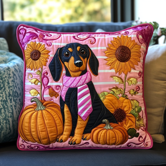 Dachshund Wear Pink Quilted Pillow Case GFTOTL843