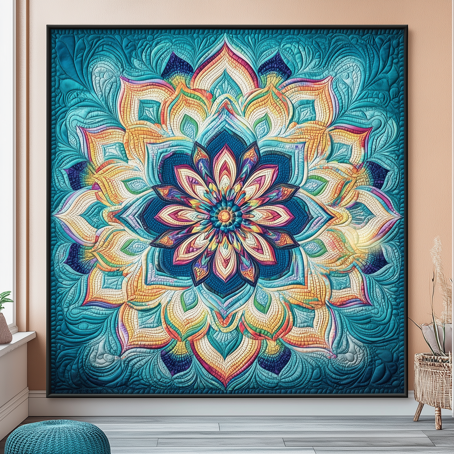 Blue Mandala Quilted Blanket GFTOTL885