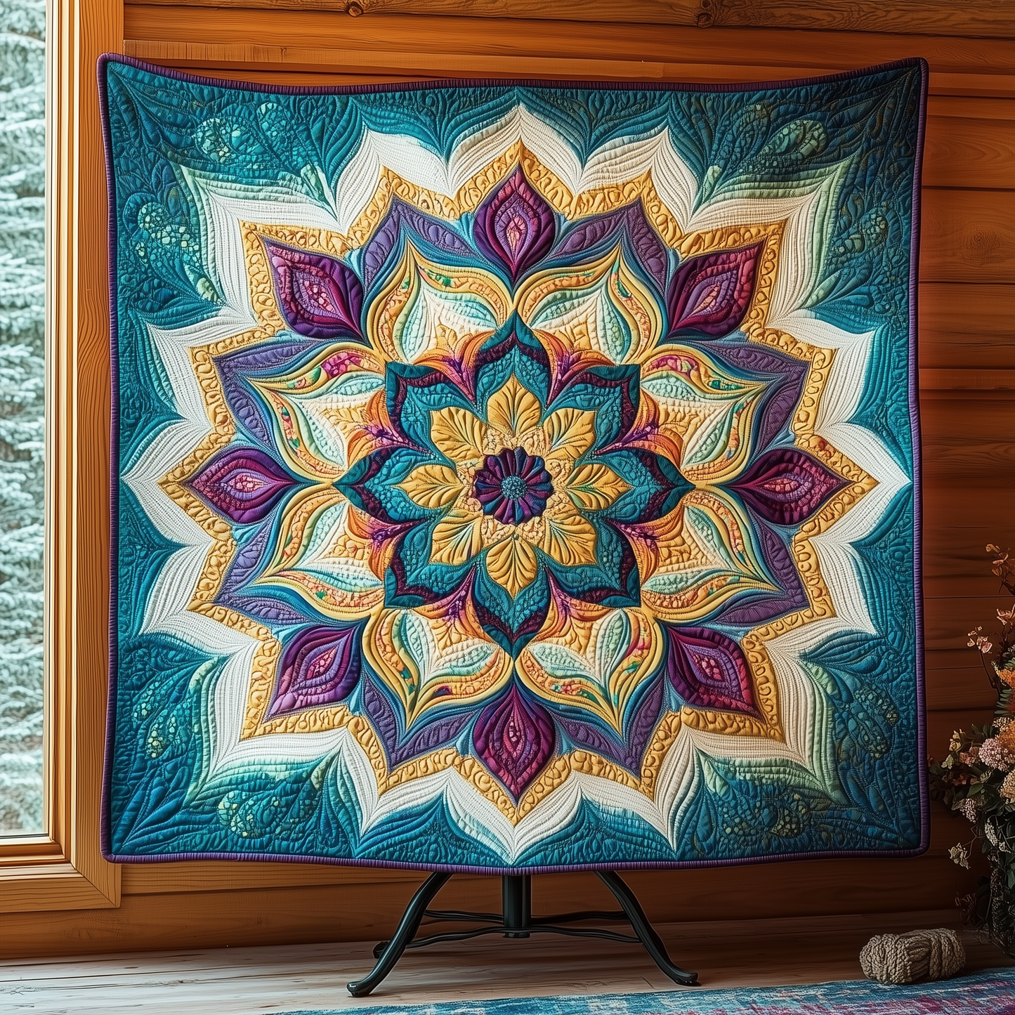 Blue Mandala Quilted Blanket GFTOTL887