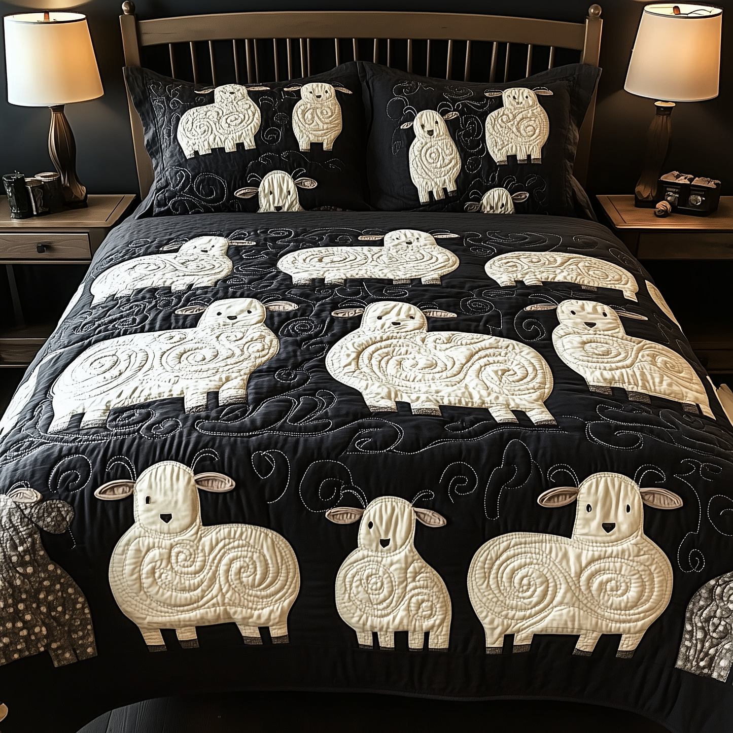 Swirls Sheep 3-Piece Quilted Bedding Set GFTOTL913