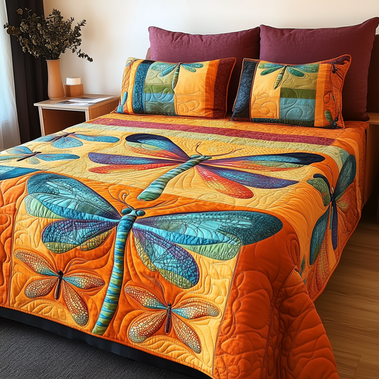 Shining Dragonfly 3-Piece Quilted Bedding Set GFTOTL939