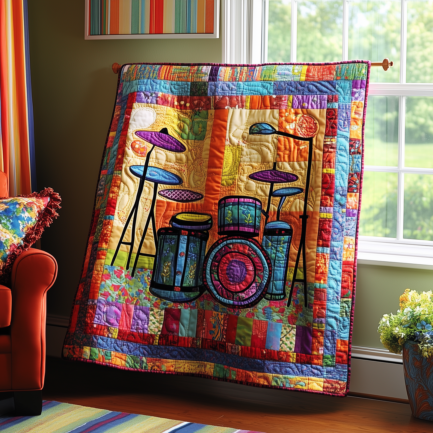 Retro Drum Quilted Blanket GFTOTL964