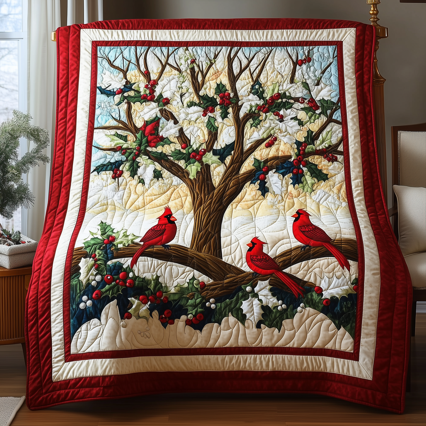 Red Cardinal Quilted Blanket GFTOTP007