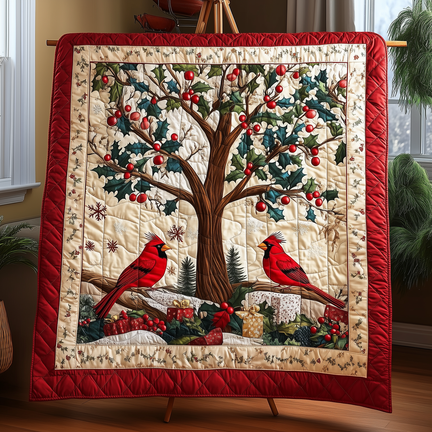 Red Cardinal Quilted Blanket GFTOTP010