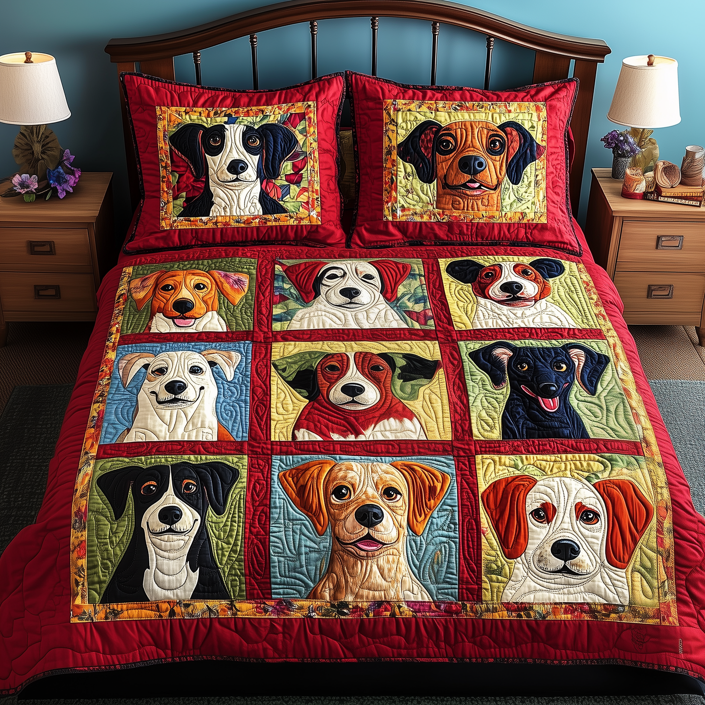 Adorable Dog 3-Piece Quilted Bedding Set GFTOTP074