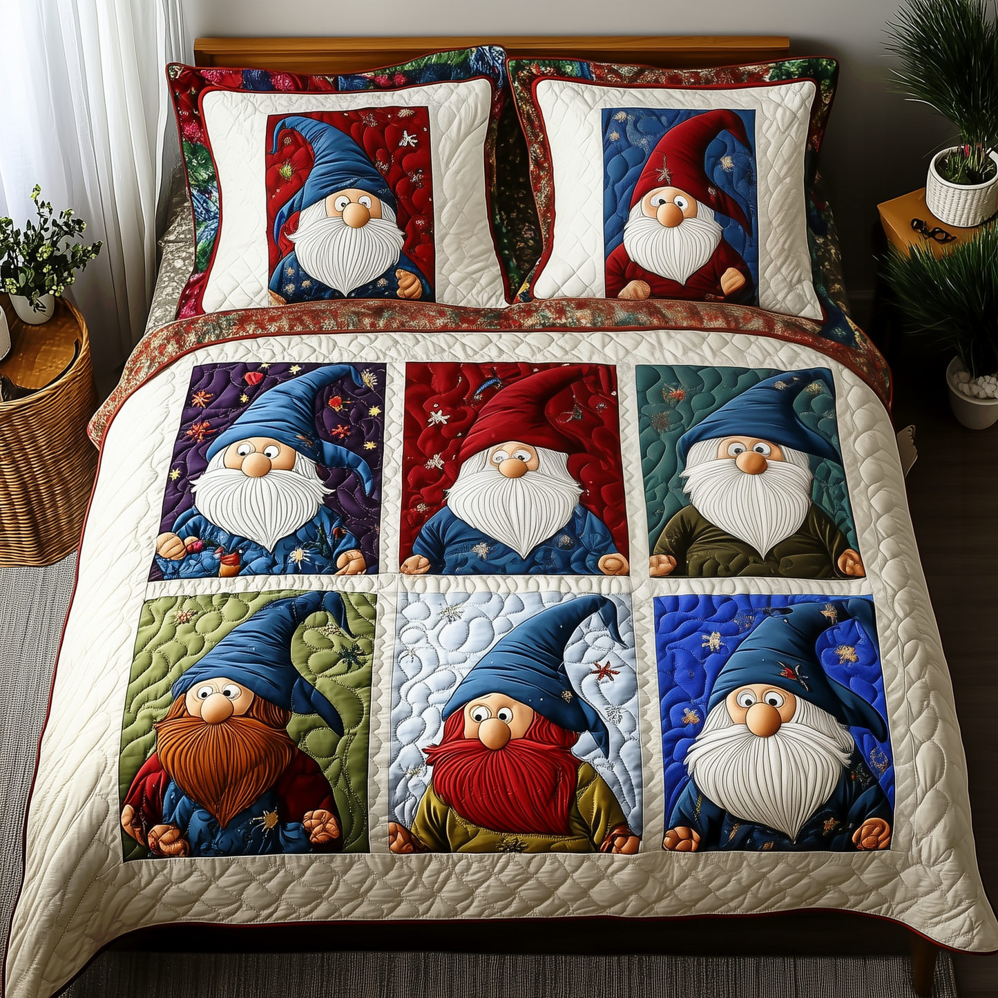 Christmas Gnome 3-Piece Quilted Bedding Set GFTOTP090