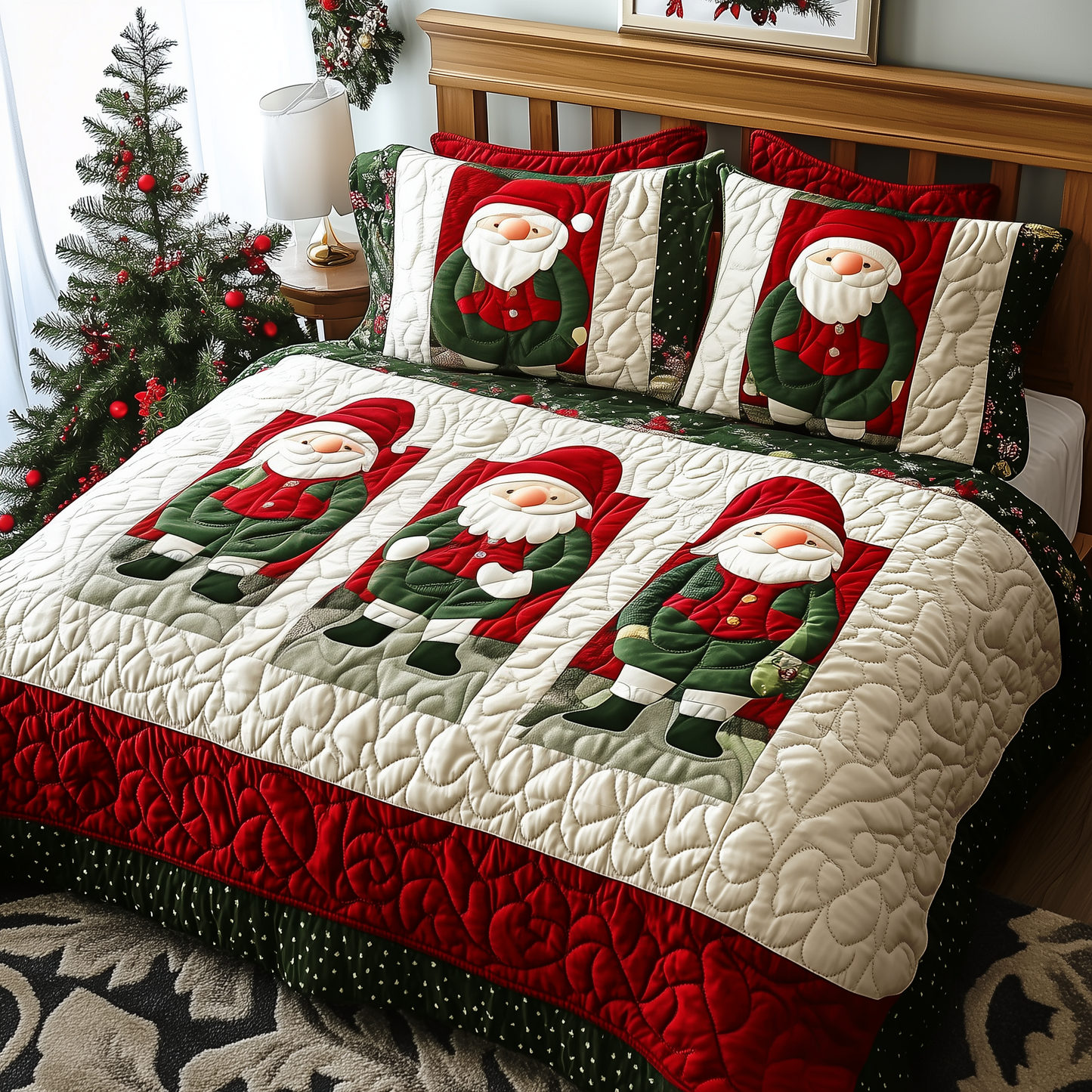 Christmas Gnome 3-Piece Quilted Bedding Set GFTOTP092