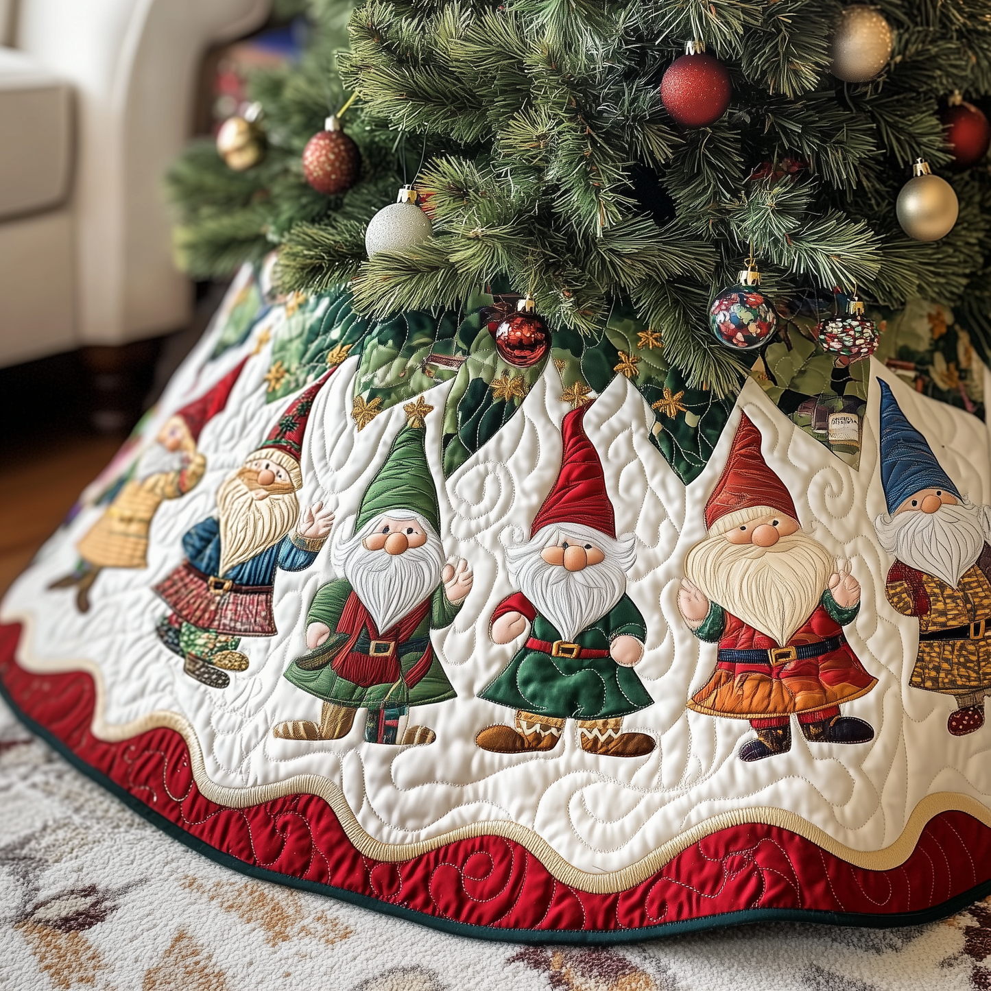 Christmas Gnome Quilted Tree Skirt GFTOTP100