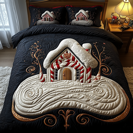 Candy Canes Whimsical House 3-Piece Quilted Bedding Set GFTOTP1011