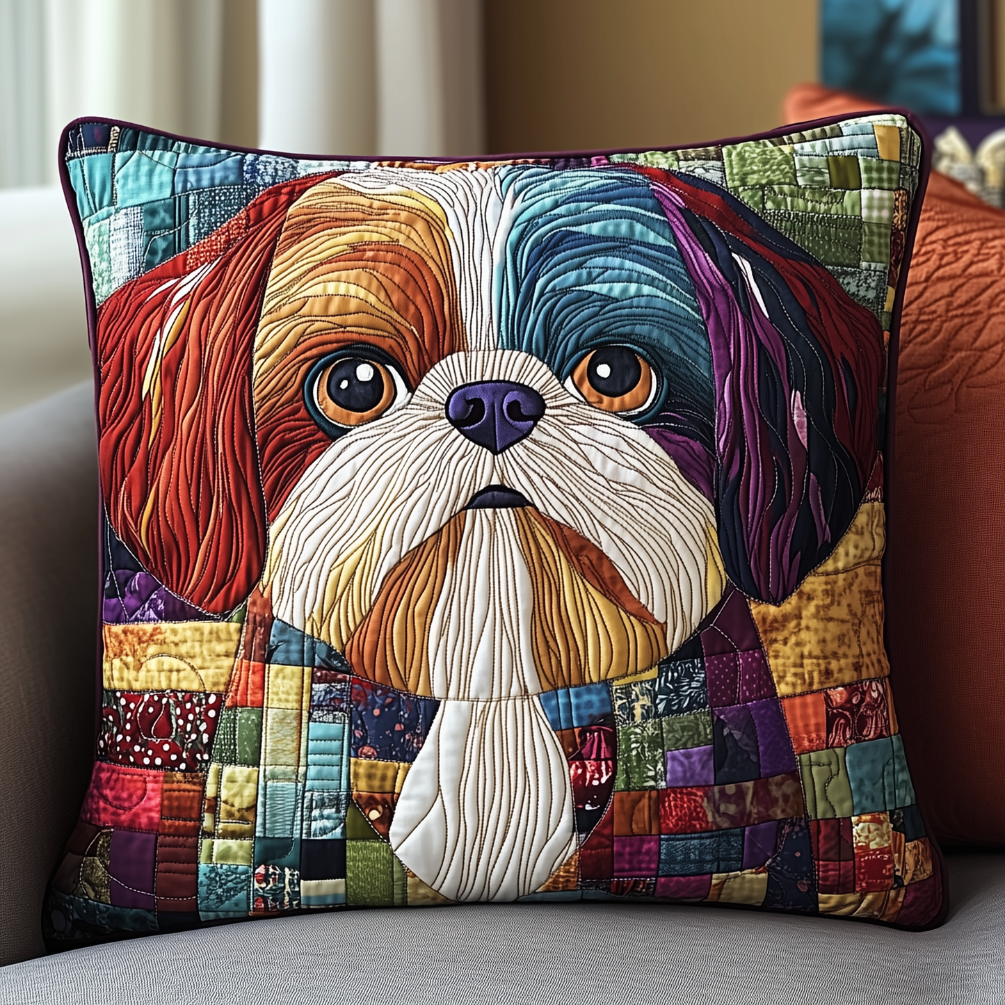 Adorable Shih Tzu Quilted Pillow Case GFTOTP1024