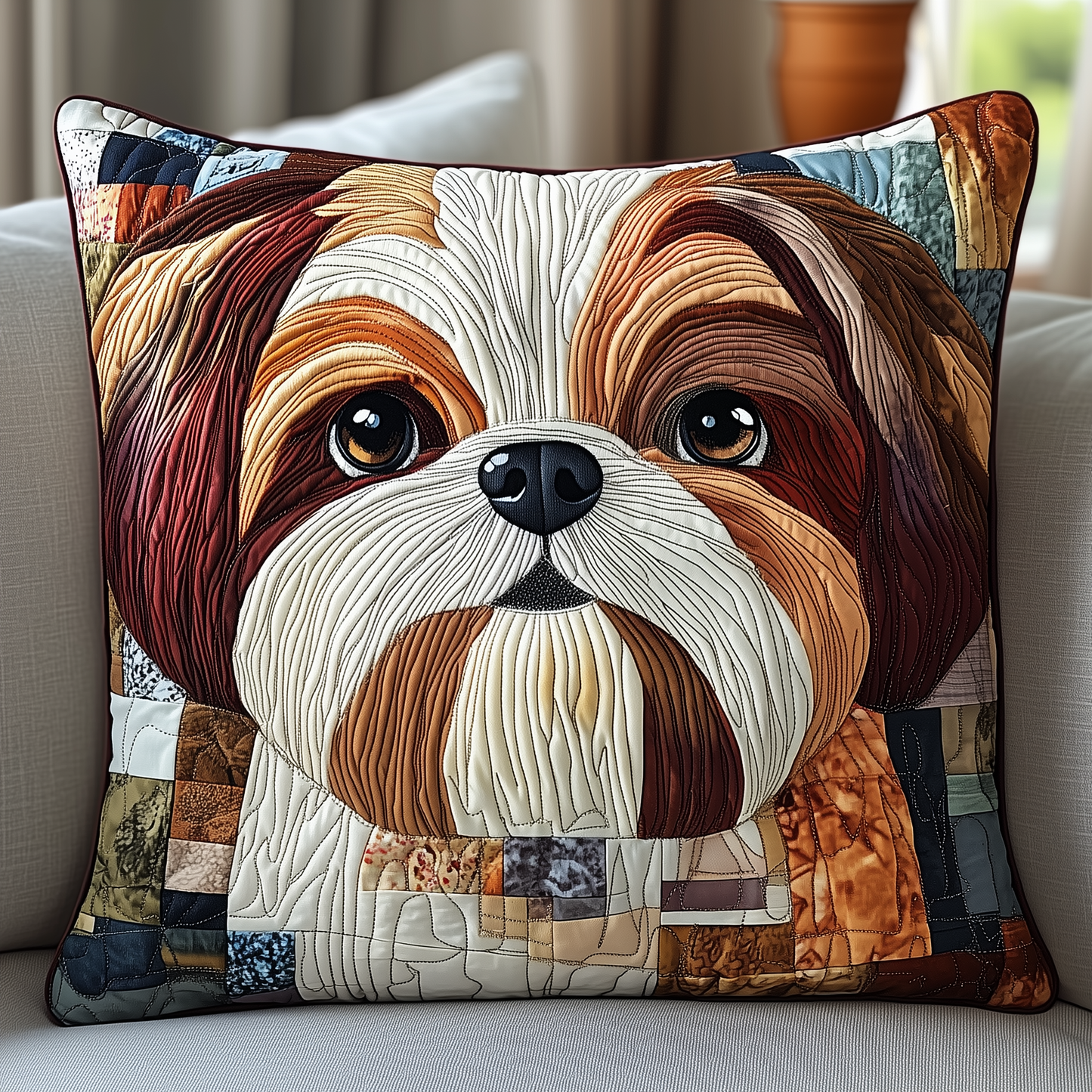 Adorable Shih Tzu Quilted Pillow Case GFTOTP1027