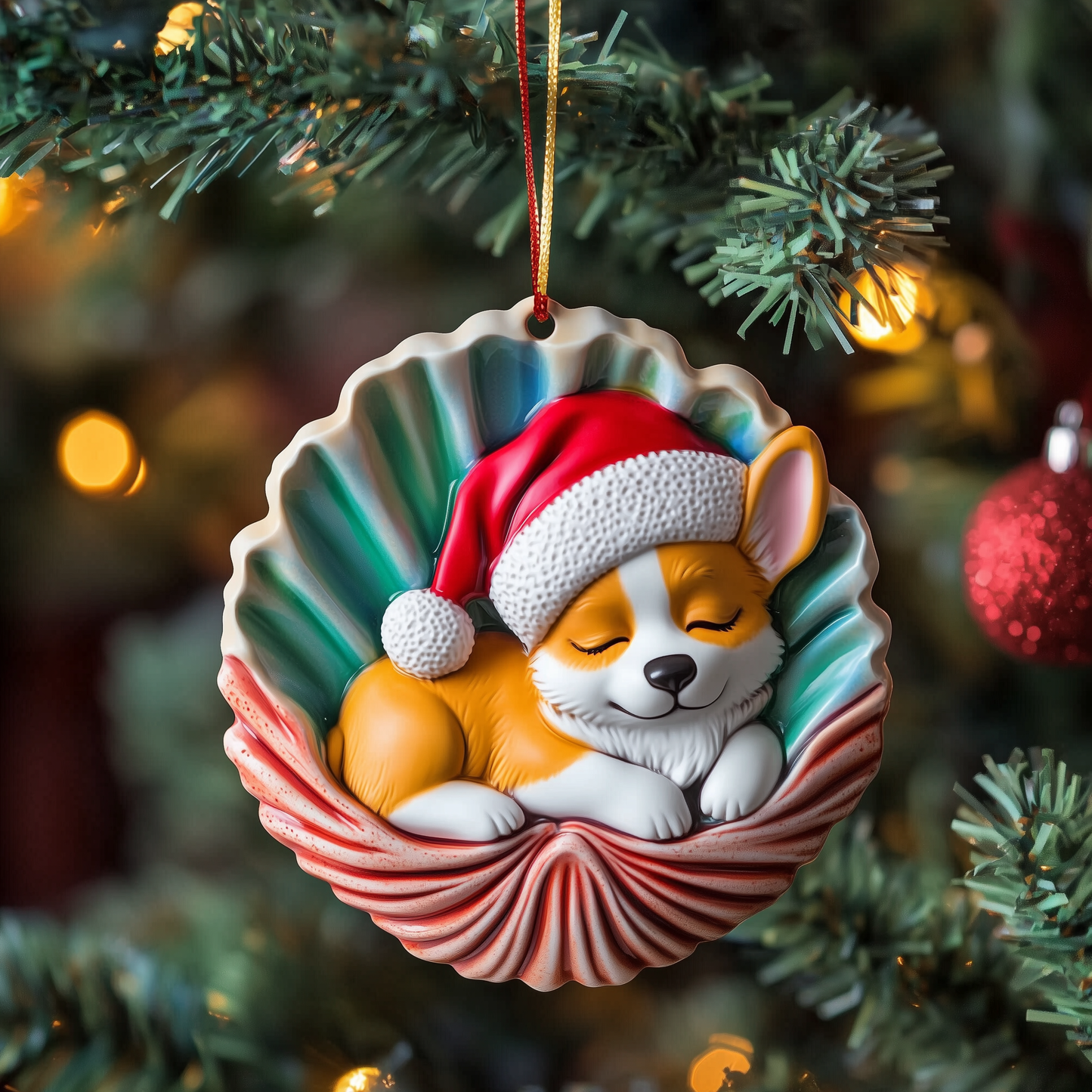 Christmas Corgi Mica Ornament GFTOTP1086