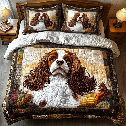 Cavalier King Charles Spaniel 3-Piece Quilted Bedding Set GFTOTP1117