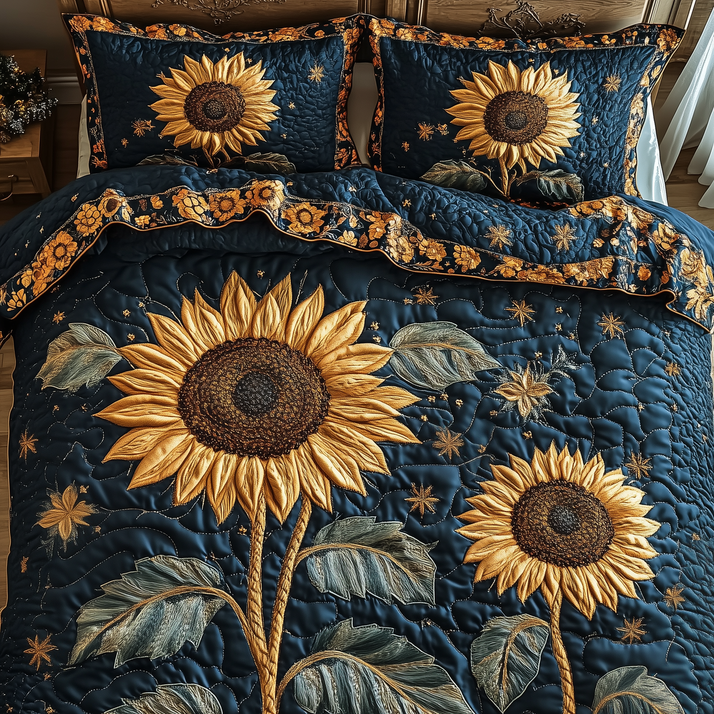 Vintage Sunflower 3-Piece Quilted Bedding Set GFTOTP1160