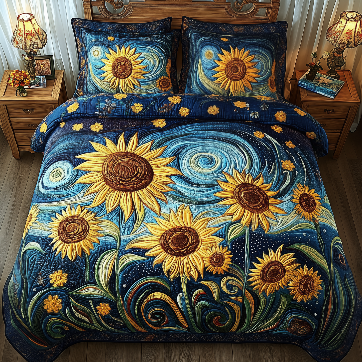 Vintage Sunflower 3-Piece Quilted Bedding Set GFTOTP1162