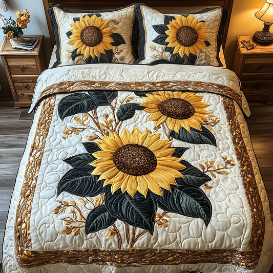 Vintage Sunflower 3-Piece Quilted Bedding Set GFTOTP1163