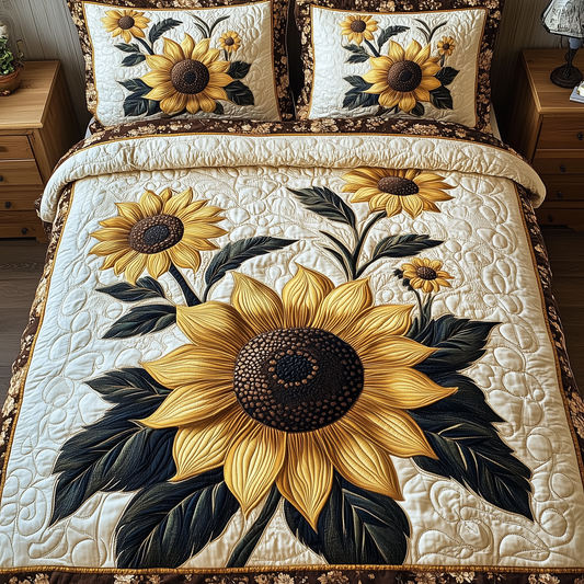 Vintage Sunflower 3-Piece Quilted Bedding Set GFTOTP1164