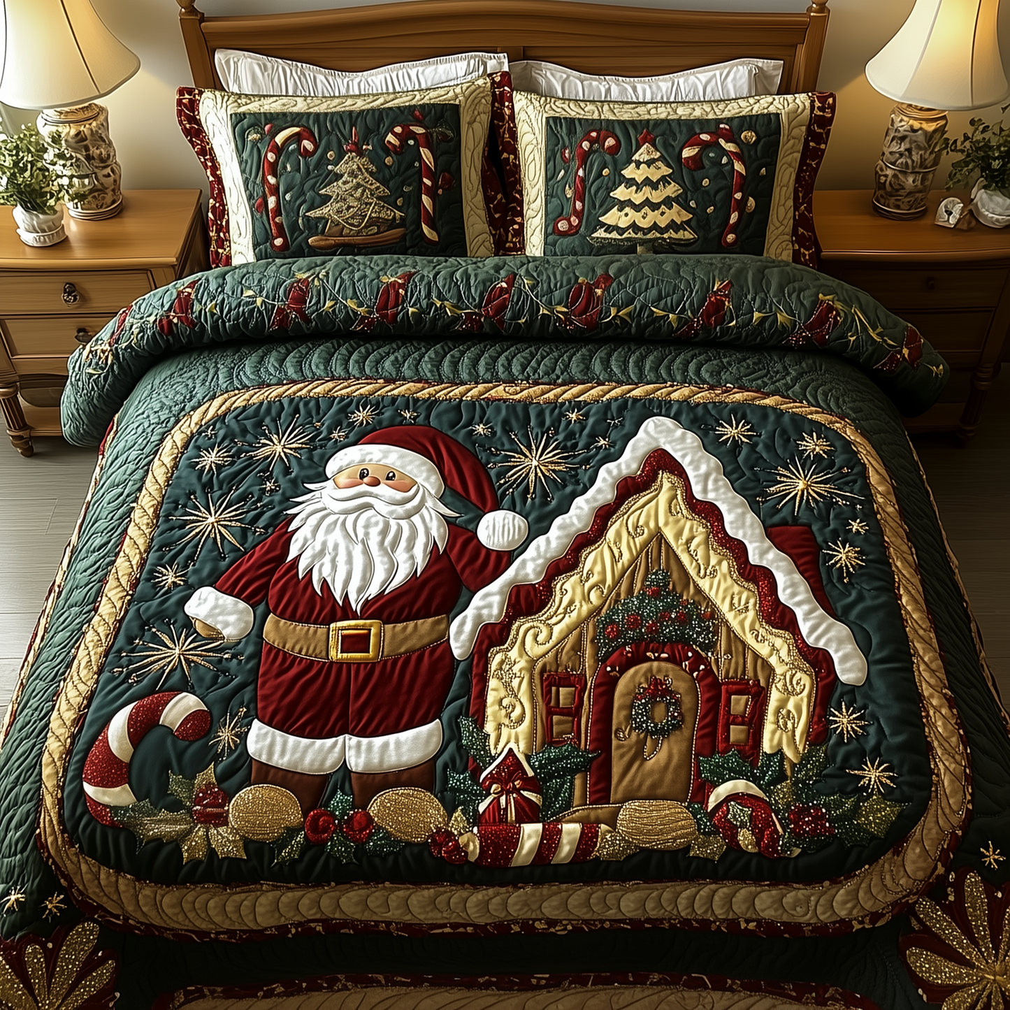 Santa Claus 3-Piece Quilted Bedding Set GFTOTP1204