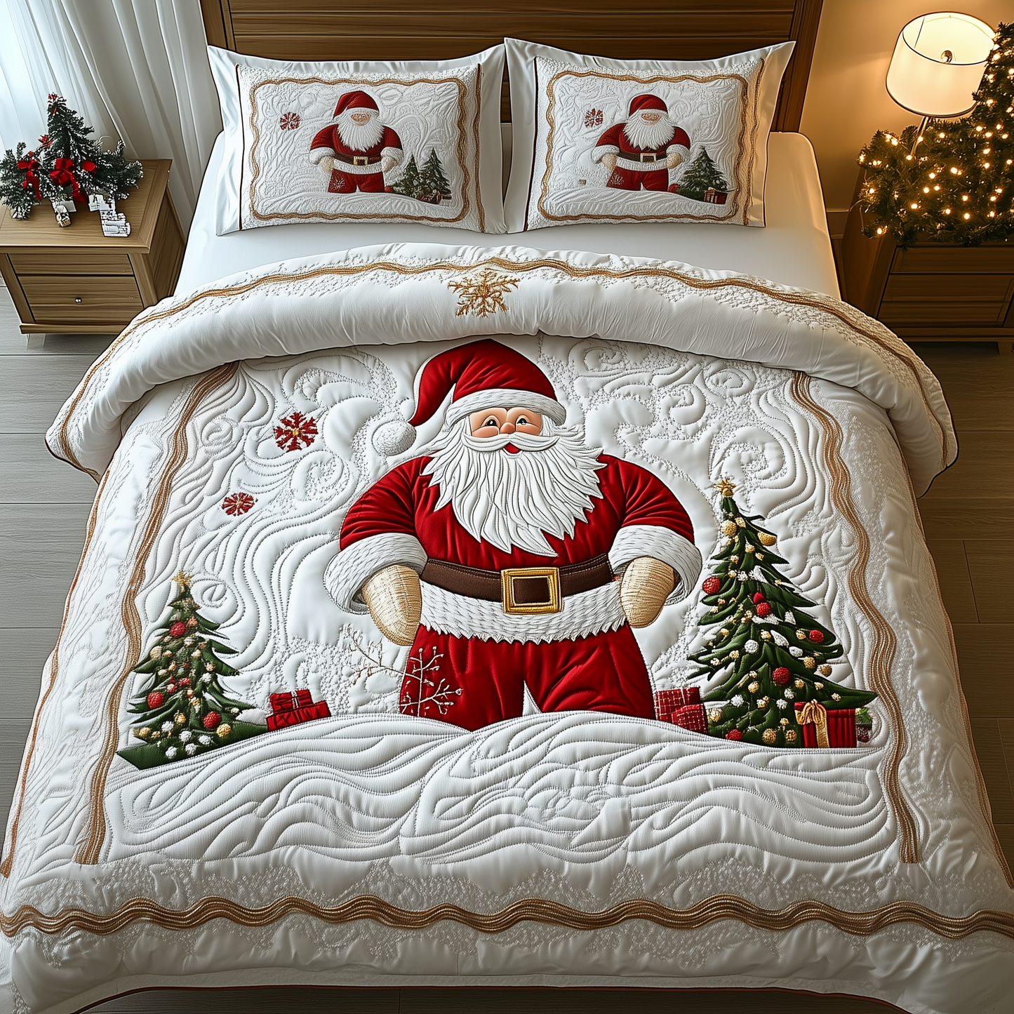 Santa Claus 3-Piece Quilted Bedding Set GFTOTP1206