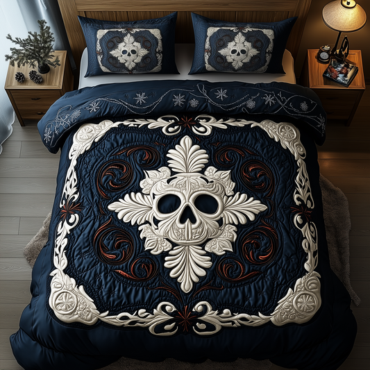 Snowflake Skull 3-Piece Quilted Bedding Set GFTOTP1239