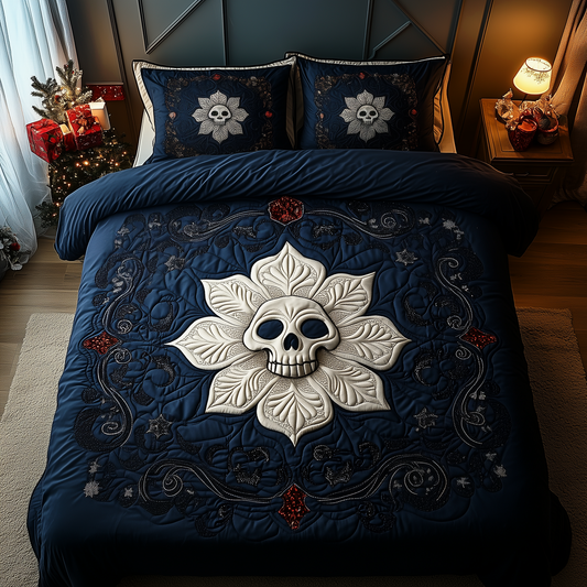 Snowflake Skull 3-Piece Quilted Bedding Set GFTOTP1240