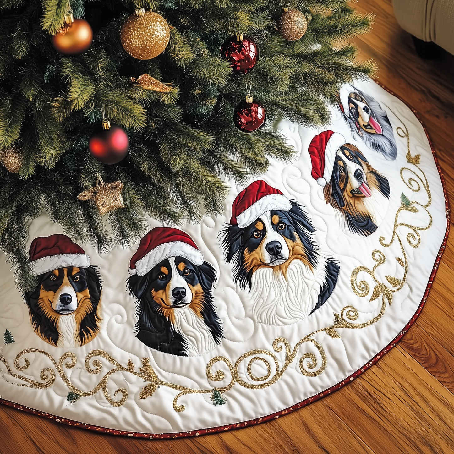 Christmas Australian Shepherd Quilted Tree Skirt GFTOTP1270