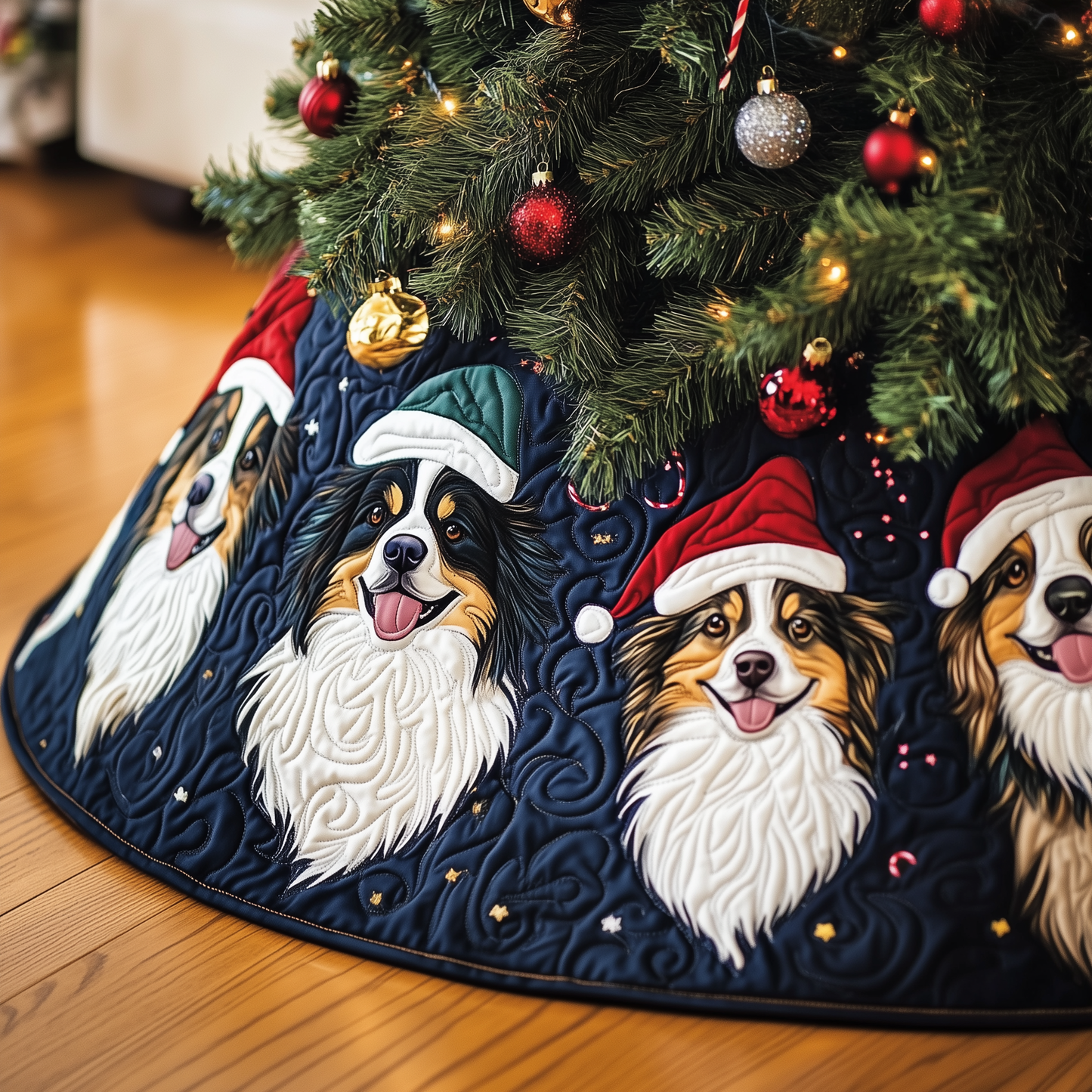 Christmas Australian Shepherd Quilted Tree Skirt GFTOTP1274