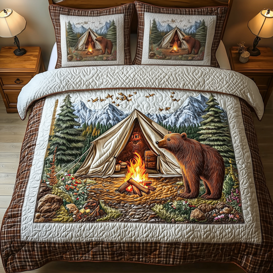 Bear Loves Camping 3-Piece Quilted Bedding Set GFTOTP1395