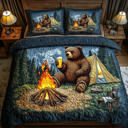 Bear Loves Camping 3-Piece Quilted Bedding Set GFTOTP1397