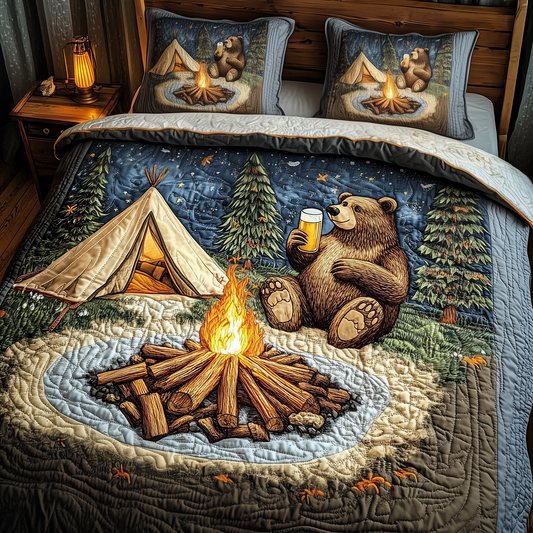 Bear Loves Camping 3-Piece Quilted Bedding Set GFTOTP1398