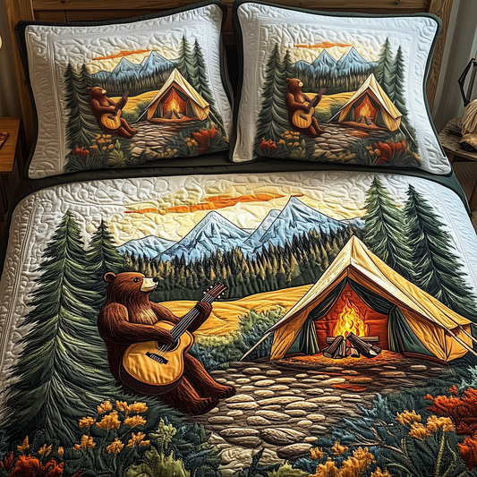 Bear Loves Camping 3-Piece Quilted Bedding Set GFTOTP1399