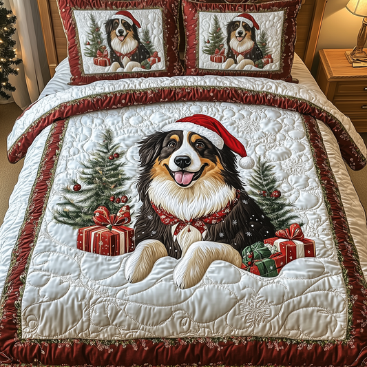 Christmas Australian Shepherd 3-Piece Quilted Bedding Set GFTOTP1428